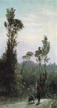 Репродукция картины "итальянский пейзаж с крестьянином" художника "поленов василий"