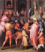 Картина "joseph being sold to potiphar" художника "понтормо джакопо"