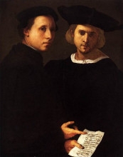 Репродукция картины "portrait of two friends" художника "понтормо джакопо"