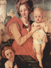 Репродукция картины "madonna and child with the young saint john" художника "понтормо джакопо"