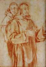 Картина "study of two carthusian monks" художника "понтормо джакопо"