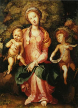 Копия картины "madonna and child with the young saint john" художника "понтормо джакопо"