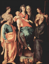 Репродукция картины "madonna with st. anne, st. sebastian, st. peter, st. benedict and st. filippus" художника "понтормо джакопо"