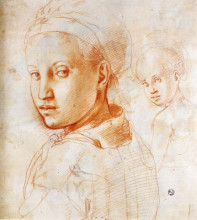 Репродукция картины "study of a boy turning his head" художника "понтормо джакопо"