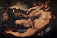 Картина "venus and cupid" художника "понтормо джакопо"