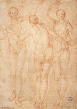 Репродукция картины "the three graces" художника "понтормо джакопо"