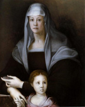 Картина "portrait of maria salviati with giulia de medici" художника "понтормо джакопо"