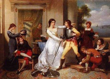 Копия картины "dona filipa de vilhena knighting her sons" художника "портуэнсе виейра"