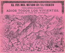 Репродукция картины "because of the end of the world everyone will certainly now become calaveras; farewell to all the living, this is for real" художника "посада хосе гуадалупе"