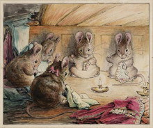 Репродукция картины "the mice sewing the mayor’s coat" художника "поттер беатрис"