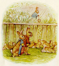 Репродукция картины "benjamin and flopsy bunny" художника "поттер беатрис"