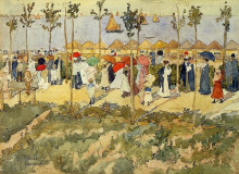 Репродукция картины "the lido, venice" художника "прендергаст морис"