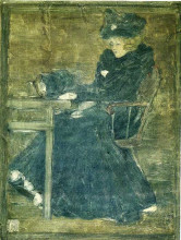 Копия картины "seated woman in blue (also known as at the cafe)" художника "прендергаст морис"