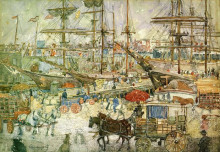 Репродукция картины "docks, east boston" художника "прендергаст морис"