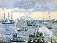 Репродукция картины "boston harbor" художника "прендергаст морис"