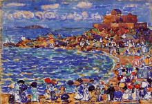 Копия картины "beach, st. malo" художника "прендергаст морис"
