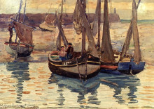 Репродукция картины "small fishing boats, treport, france" художника "прендергаст морис"