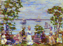 Копия картины "seaside picnic" художника "прендергаст морис"