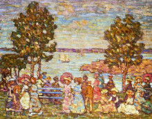 Репродукция картины "the holiday (also known as figures by the sea or promenade by the sea)" художника "прендергаст морис"