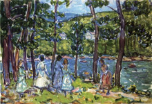 Копия картины "girls on the riverbank" художника "прендергаст морис"