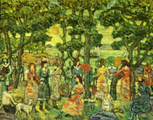 Репродукция картины "landscape with figures" художника "прендергаст морис"