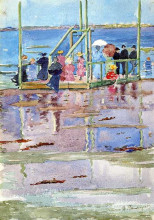 Копия картины "float at low tide, revere beach (also known as people at the beach)" художника "прендергаст морис"
