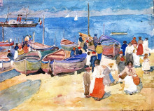 Копия картины "at the shore (capri)" художника "прендергаст морис"