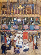 Репродукция картины "easter procession, st. mark&#39;s" художника "прендергаст морис"