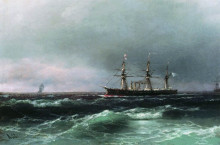 Репродукция картины "корабль в море" художника "айвазовский иван"