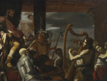 Репродукция картины "david playing the harp before saul" художника "прети маттиа"