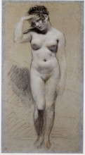 Копия картины "drawing of female nude with charcoal and chalk" художника "прюдон пьер поль"