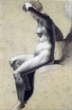 Репродукция картины "drawing of female nude with charcoal and chalk" художника "прюдон пьер поль"