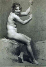 Репродукция картины "drawing of female nude with charcoal and chalk" художника "прюдон пьер поль"