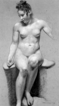 Репродукция картины "seated female nude" художника "прюдон пьер поль"