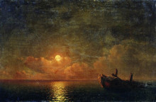 Картина "лунная ночь (разбитый корабль)" художника "айвазовский иван"