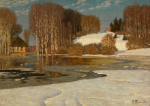 Репродукция картины "lake in early spring" художника "пурвит вильгельм"