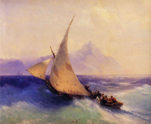Копия картины "спасение на море" художника "айвазовский иван"