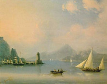 Репродукция картины "морской пролив с маяком" художника "айвазовский иван"
