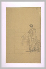 Репродукция картины "man draped in antique, standing next to a seat" художника "пьер-нарцисс герен"