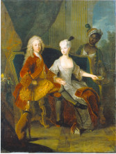 Копия картины "portrait of the crown prince friedrich ludwig of w&#252;rttemberg and his wife henriette marie of brandenburg schwedt" художника "пэн антуан"