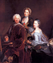 Копия картины "self-portrait with daughters" художника "пэн антуан"