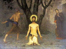 Репродукция картины "the beheading of st. john the baptist" художника "пюви де шаванн пьер"
