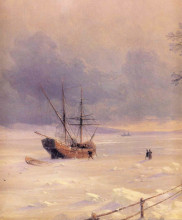 Копия картины "замерзший босфор под снегом" художника "айвазовский иван"