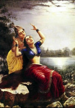 Репродукция картины "radha and madhav" художника "рави варма"