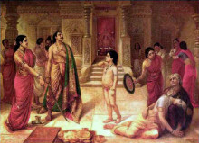 Копия картины "mohini and rugmangada to kill his own son raja ravi varma" художника "рави варма"