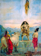 Копия картины "ganga avataran or descent of ganga" художника "рави варма"
