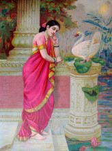 Репродукция картины "hansa damayanthi" художника "рави варма"
