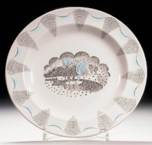 Репродукция картины "a dinner plate from his &#39;travel&#39; service designed for wedgwood" художника "равилиус эрик"