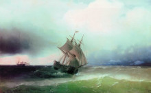 Репродукция картины "приближение бури" художника "айвазовский иван"