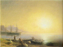 Репродукция картины "купание овец" художника "айвазовский иван"